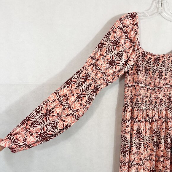 Cabana Life Brooklyn Puff Sleeve Maxi Dress in Pink Burgundy Square Neck - SMALL - Picture 5 of 11